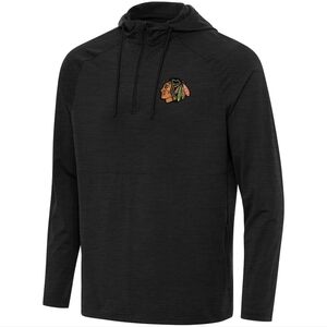 Blackhawks Antigua Black 1/4 Zip Hoodie